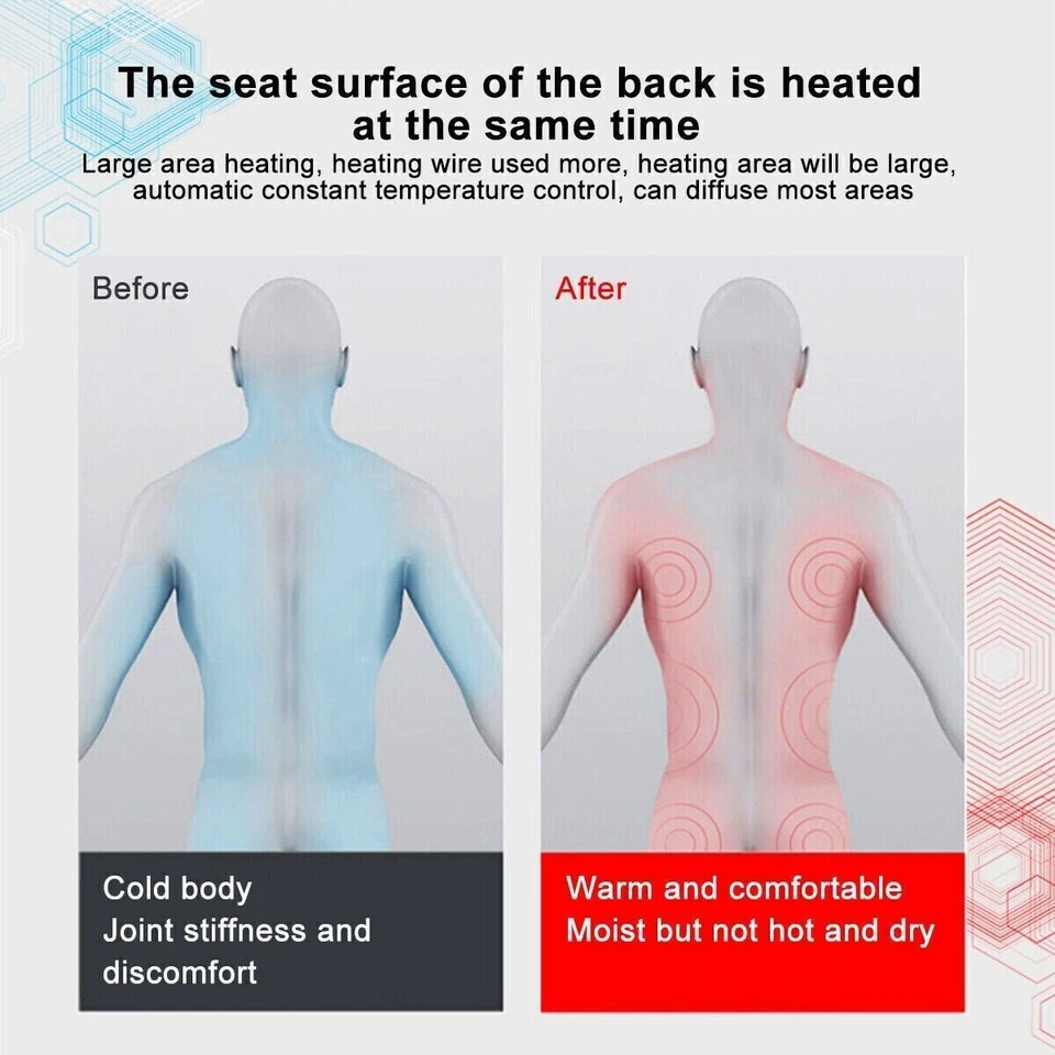2X Adjustable Heated Car Seat Cover Cushion Universal Fast Heating Warmer Winter - Image 4 of 4