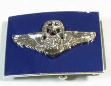 New RARE USAF Air Force Chrome Enamel Master Navigator Wings Belt Buckle 3C1