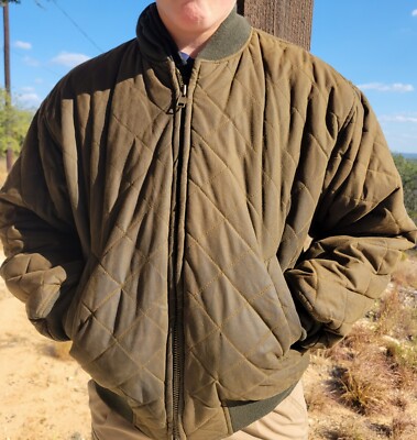 Vtg 90's Polo Ralph Lauren OILCLOTH Diamond Quilt Bomber Jacket Flannel  Lined L