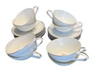 Vtg NORITAKE Margot 8 CUP & SAUCER Sets Japan 5605 Porcelain White Rose Silver — photo 5