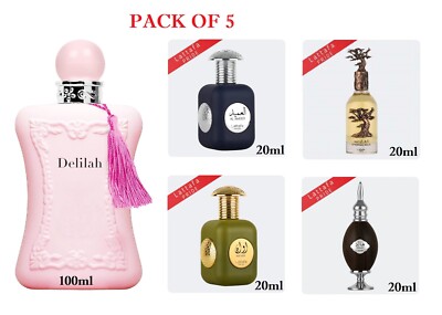 Pack Of 5 Delilah, Awaan Gold, Hala, Al Ameed Silver & Eternal Oud Parfum Spray
