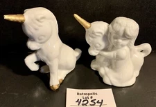 2 Enesco Ceramic Unicorn Figurines Vintage