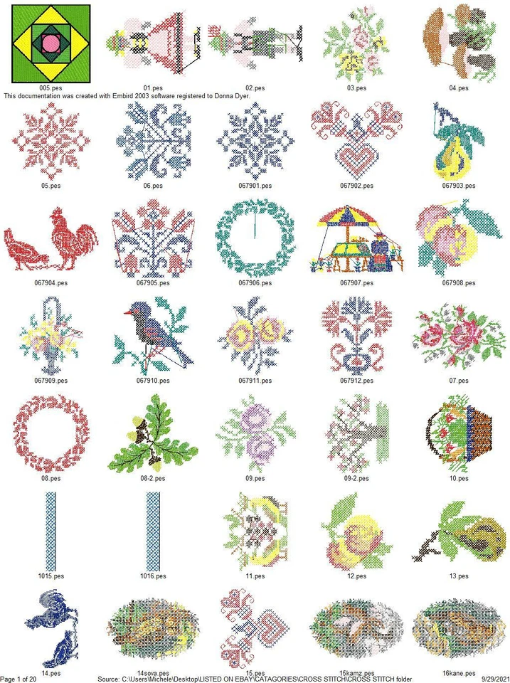 BROTHER COLLECTION 693 CROSS STITCH Embroidery Machine Designs Patterns PES HUS JEF USB