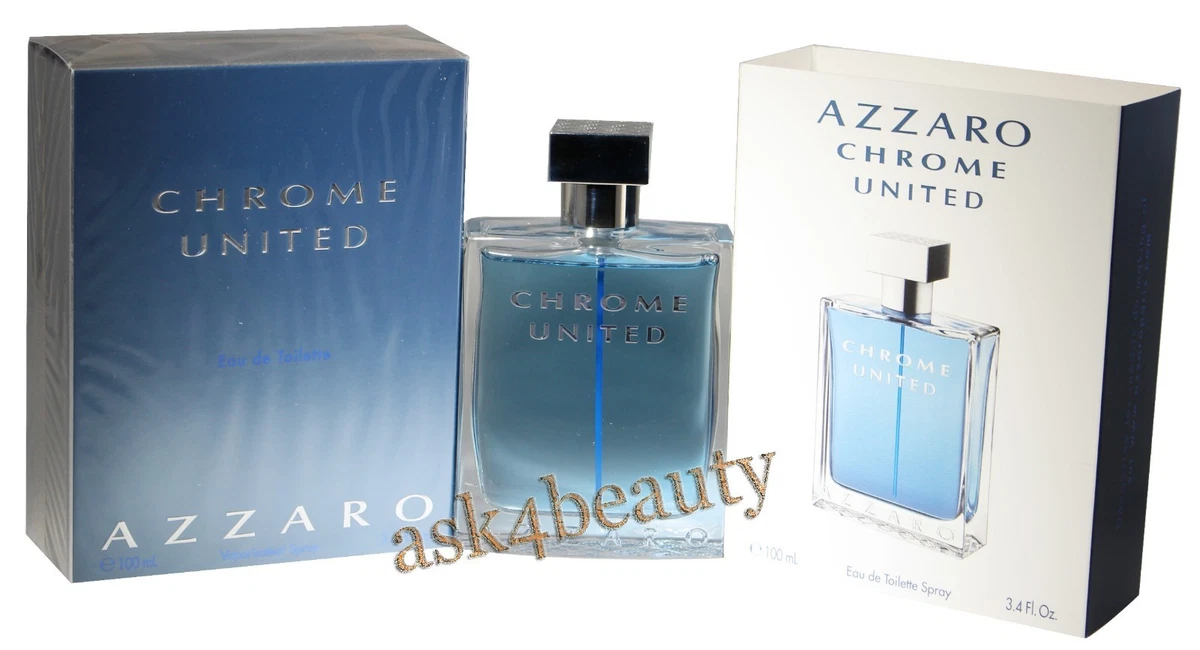 Chrome United By Azzaro 3.4oz 100ml Edt Spray for Men New In Box