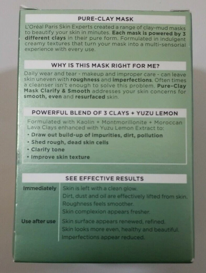 L'Oreal Paris Skincare Pure Clay Mask Clarify and Smooth 1.7 fl. oz.~~Lot of 2~~ - Image 2 of 4