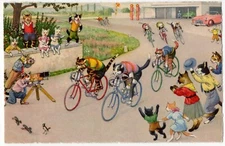 Mainzer - Eugen Hartung Cats Postcard 4750 - Edition Max Kunzli - Bicycle Race