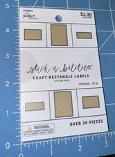 Stickabilities Kraft Rectangle Labels Sticker Pack 10 Sheets 22 pieces