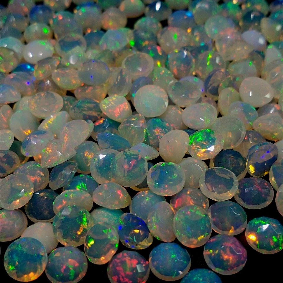 Excellent Ethiopian Opal 7mm Round Faceted Cut Loose Gemstone - Image 4 of 4