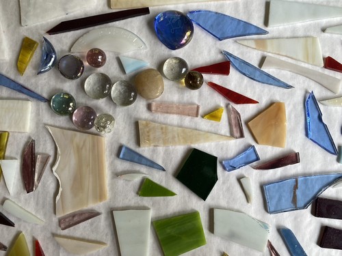 Pezzi di vetro colorato vintage pezzi di mosaico scarti varie texture - Foto 6 di 12