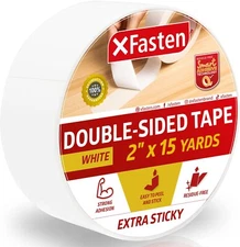 XFasten Extra Sticky Double-Sided Tape, White, 2-inch x 15-Yard, Extreme Bond...