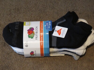 Fruit Of The Loom Socks 6 Pairs No Show Tab Cotton Ladies 8-12 | eBay ...