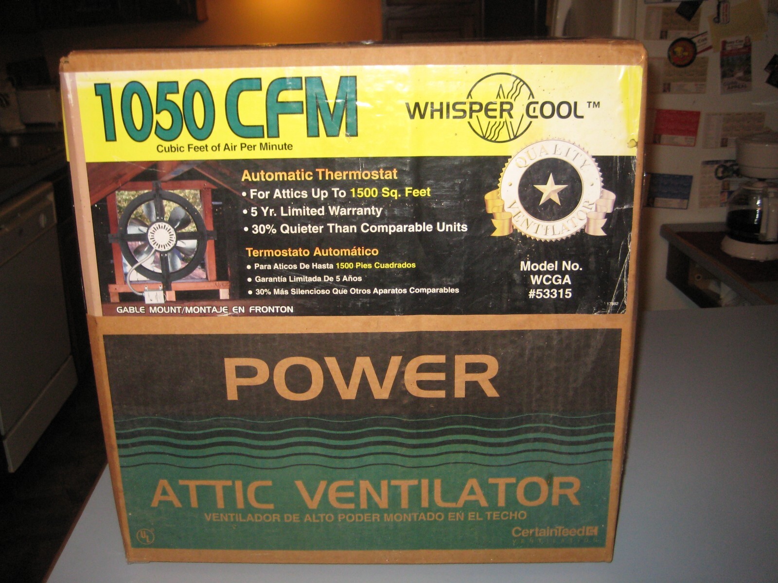 Whisper Cool POWER ATTIC VENTILATOR FAN Gable Mount - Up to 1500 Sq. Ft  1050 CFM 46388842313 | eBay