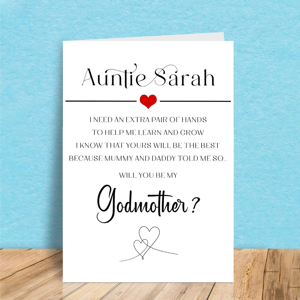 CRAFTMONK Personalised Will You Be My Godmother Card Godparents Godparent Proposal Card