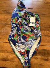 NWT ZARA One Shoulder Floral Print Bodysuit Multi Color Medium