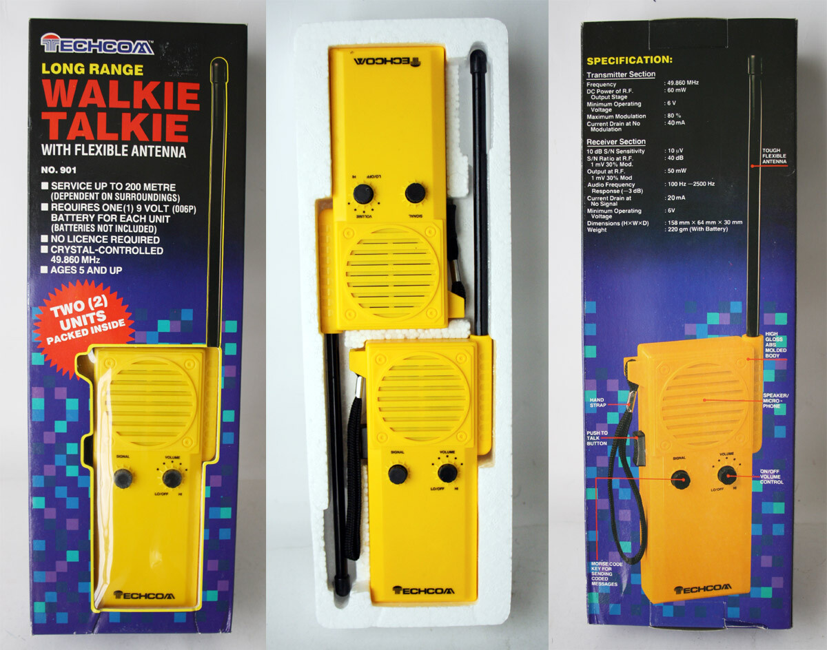 RARE VINTAGE 90'S LONG RAGE WALKIE TALKIES FLEXIBLE ANTENNA