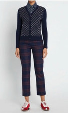 NEW $248 Tory Burch Performance Wool Navy w/ Red Plaid Pants - 2