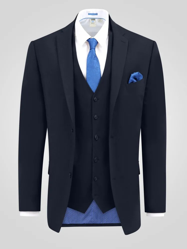 D555 Duke Big Mens Navy Tailored Suit Jacket Stretch Plus Size Big & Tall 711903 image 6