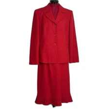 Le Suit Skirt Suit Women's Size 16 Red 2-Piece Set Skirt & Blazer