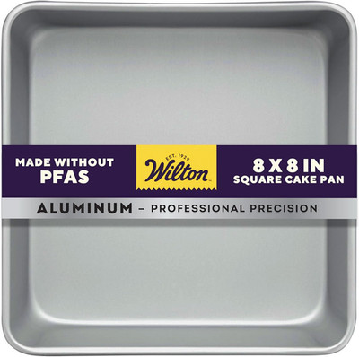 Wilton 8 X 8 Inch Square Cake Pan, Even Heating Aluminum Bakeware, Made without