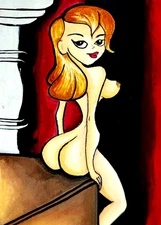 Aceo original hand drawing painting miniature art card,ooak,Signed,Acrylic,women