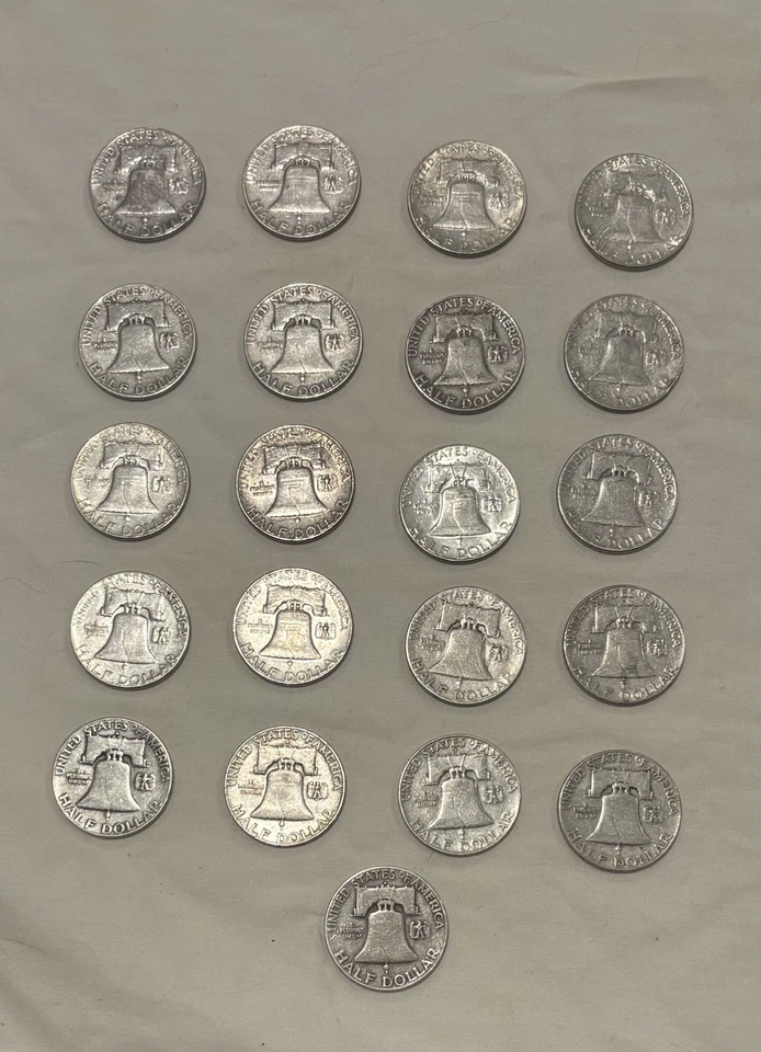 Franklin & Kennedy Liberty Half Dollars 1951-1968 Lot of 26 Circulated Coins - Image 2 of 4