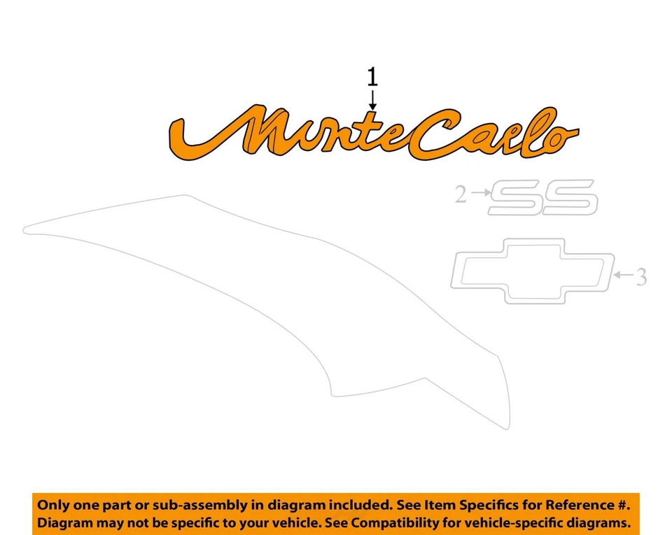 Chevrolet Monte Carlo 2000-2001 placa ASM R/CMPT TAPA NA *R 10402609 - NUEVO OEM Foto 2 de 3