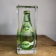 Vintage Perrier 6 1/2 oz. Glass Bottle Lucite Acrylic Advertising Sculpture