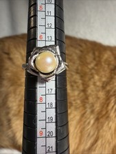 Sterling Silver Pearl Ring Shaped As Flower Size 7