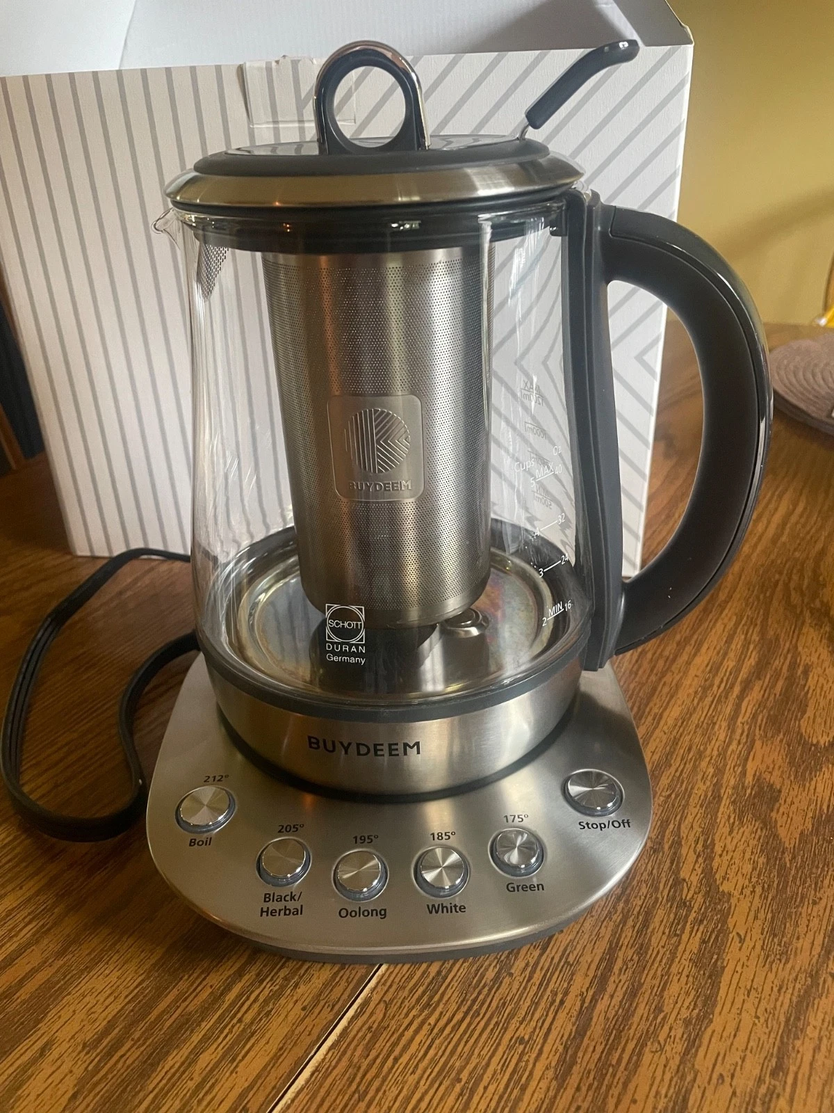 K2423 Tea Maker, 316 Stainless Steel & Heat Resistant DURAN Glass Electric Kettl