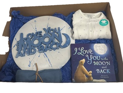 Baby Boy Girl Gift Basket Baby Shower Blue Book Basket Love You To The Moon