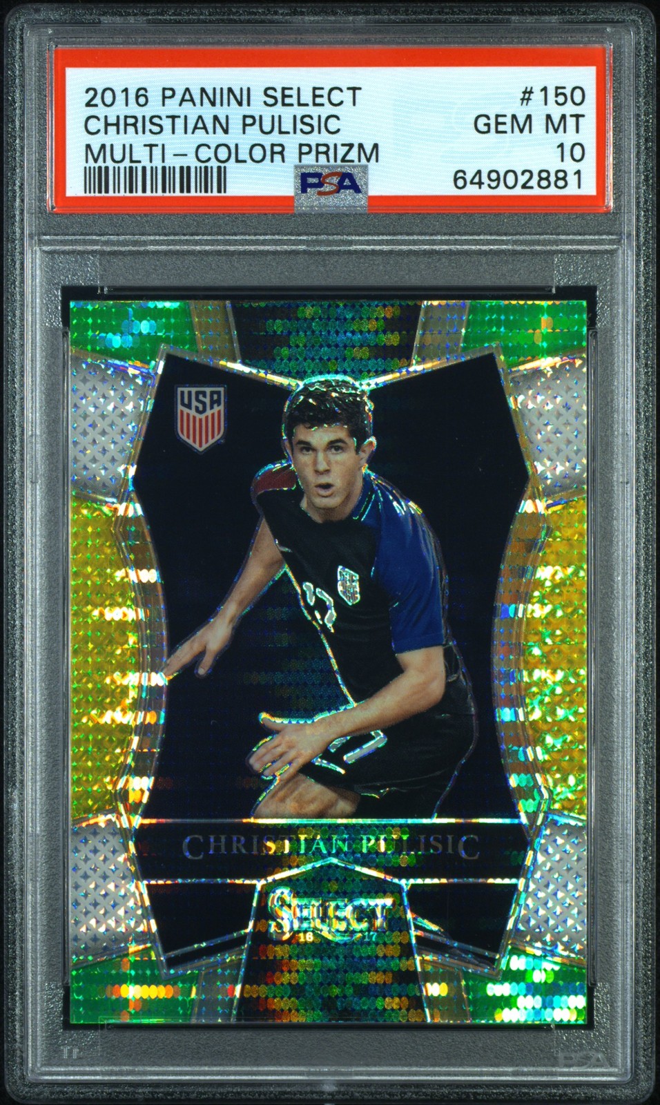 2016 PANINI SELECT MULTI-COLOR PRIZM #150 CHRISTIAN PULISIC ROOKIE RC PSA 10