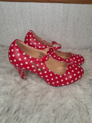 NWOT J Adams Pixie Polka Dot Mary Jane Pumps Rockabilly Pin-up Flamenco Size 8