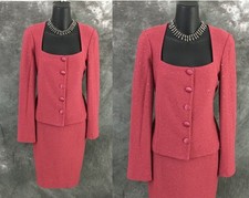 NWT NEW St John evening knit red clay embellished jacket skirt suit size 6 8