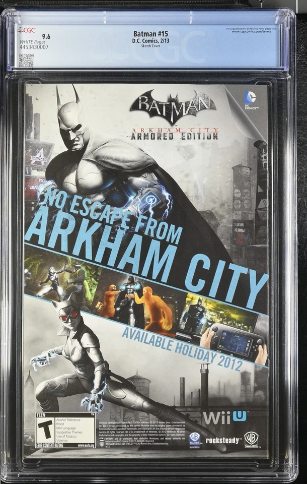 BATMAN # 15 CGC 9.6 NM+ CAPULLO SKETCH COVER 1:100 THE NEW 52 (2013) White Pages - Image 2 of 4