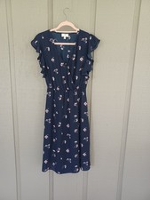 Socialite Floral Print Faux Wrap Dress Size S Elastic Waist V Neck Feminine