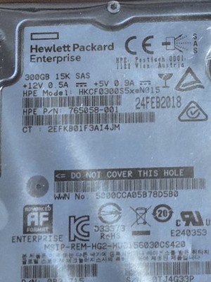 HPE 300GB 15K RPM SAS 2.5'' Small Form Factor (SFF) Hard Drive