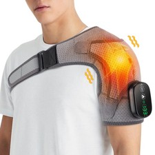 Electric Heated Vibration Shoulder Massager Brace Rotator Cuff Joint Pain Relief