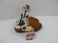 MUK LUKS WOMEN'S QUIANNA LUNA CLOG BROWN FAUX SUEDE SLIPPERS - SIZE MEDIUM 7/8 