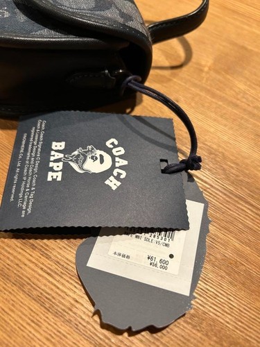 Bape X Coach Mini Top Handle Saddle Bag In Signature Jacquard In Navy EUC - Picture 4 of 10