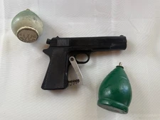 1950s Toy Lot of 2 Wooden Tops  and 75 Special  Water Pistol 