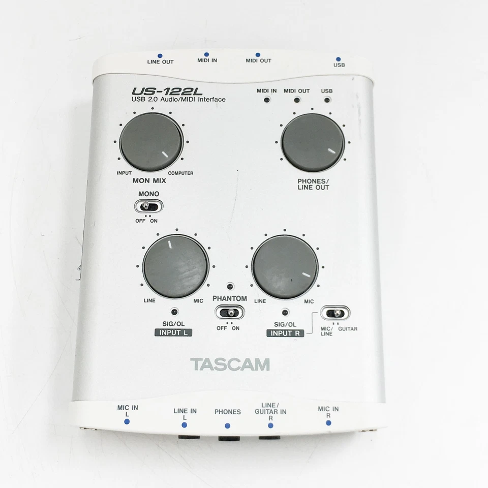 Tascam US-122L USB Audio MIDI Interface for Computer Recording + USB Cable - Image 2 of 4