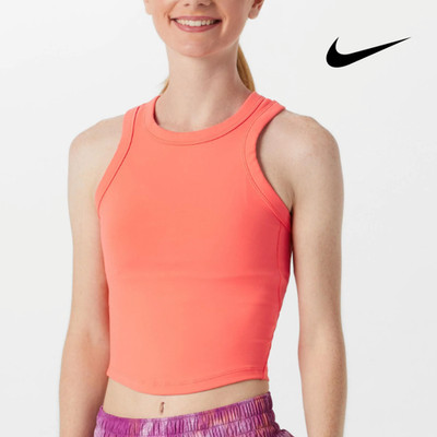 Nike One Fitted Women's Dri-FIT Cropped Tank Top Orange S L XL