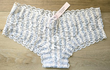 NWT Victoria's Secret Blue Coconut Striped Sheer Floral Lace Cheeky Panties XL