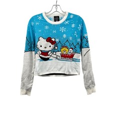 Hello Kitty Women's Cropped Holiday Knit Sweater Small