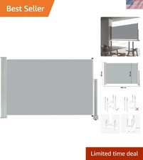 Elegant UV & Tear-Resistant Grey Retractable Side Awning for Patios 23.6"x118.1"
