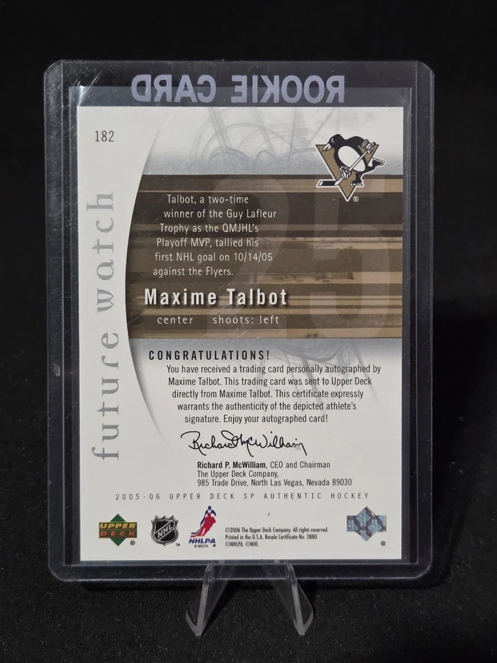 2005-06 SP Authentic Max Talbot Future Watch Auto /999 Pittsburgh Penguins - Image 2 of 2