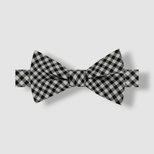Tommy Hilfiger Mens Black White Silk Gingham Pre-Tied Bow Tie