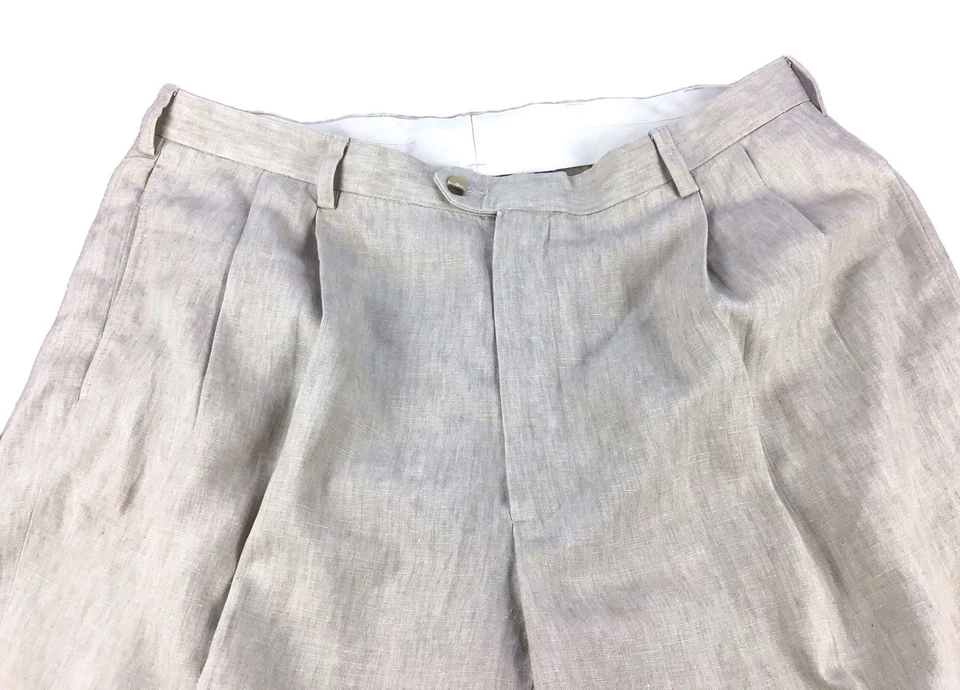 Jos. A. Pantalones de vestir Bank para hombre talla 40x29 (40"Wx30"L) beige 100% lino  Foto 3 de 4