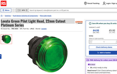 Grüne Kontrollleuchte Kopfblinker Lovato 22 mm Ausschnitt Platin Serie 9er Pack