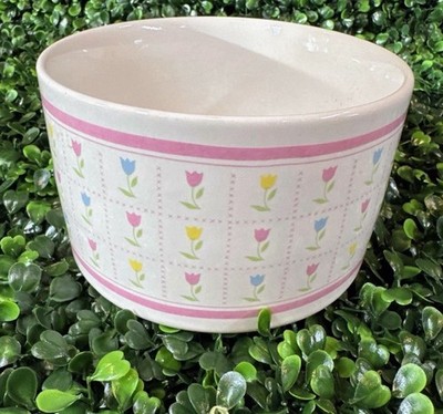 Vintage 80s Coquette Decor Floral Spring Whimsical Planter Ceramic Trinket Dish 